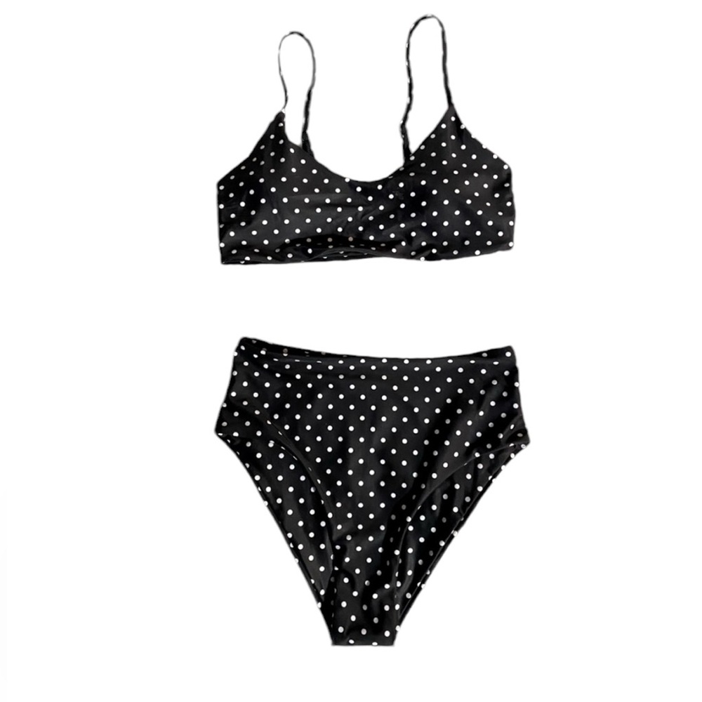 BLOOMING JELLY High cut black and white polka dot bikini size small NWT